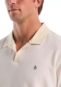 Men's Honeycomb Johnny Collar Jacquard Polo Shirt