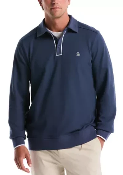 Men's Long Sleeve Waffle Polo Sweater