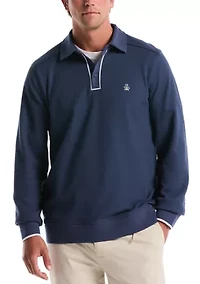 Men's Long Sleeve Waffle Polo Sweater