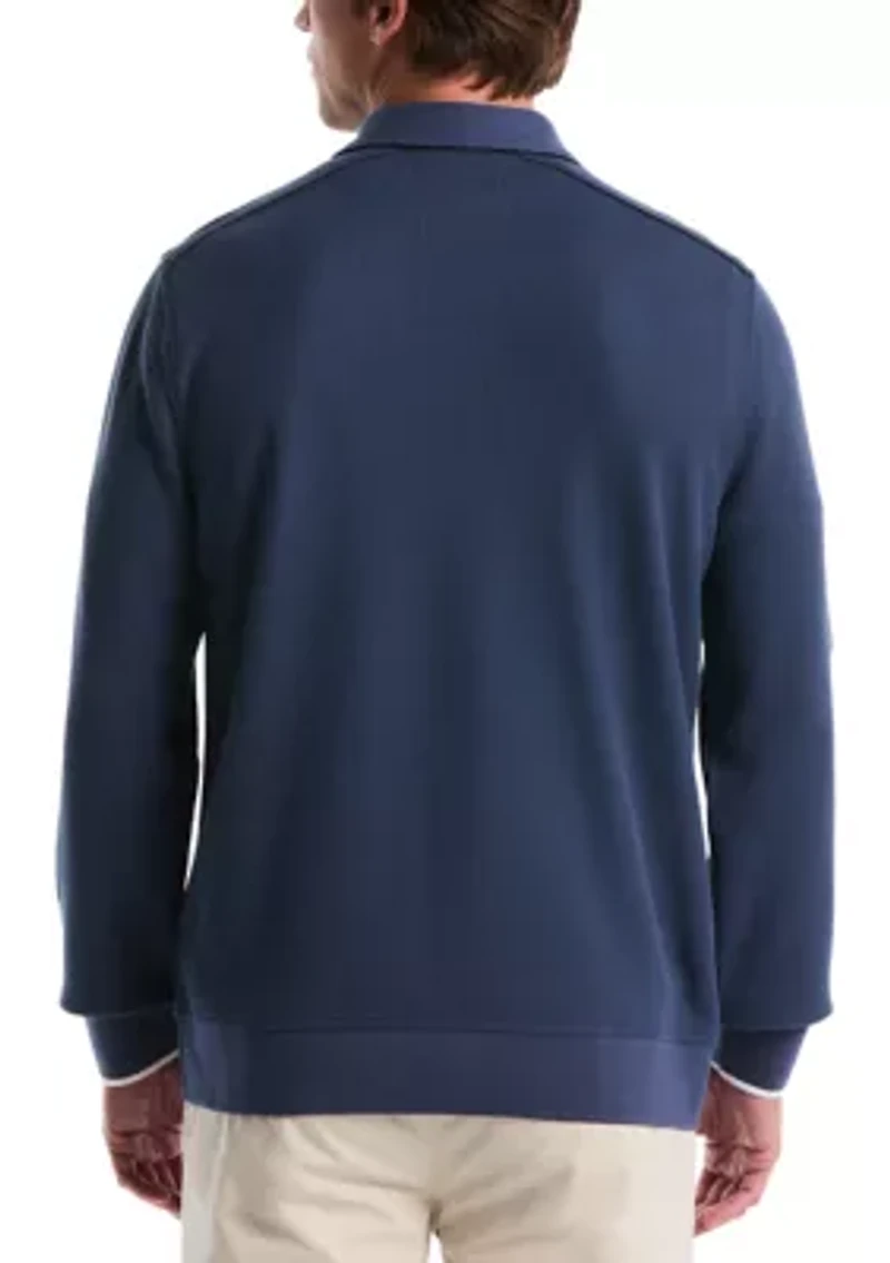 Men's Long Sleeve Waffle Polo Sweater