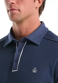 Men's Long Sleeve Waffle Polo Sweater