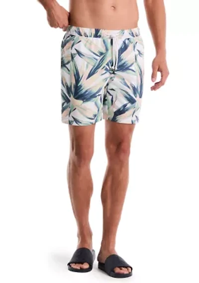 Tropical Print Camp Swim Trunks
