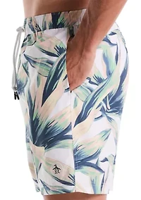 Tropical Print Camp Swim Trunks