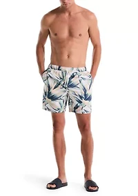 Tropical Print Camp Swim Trunks