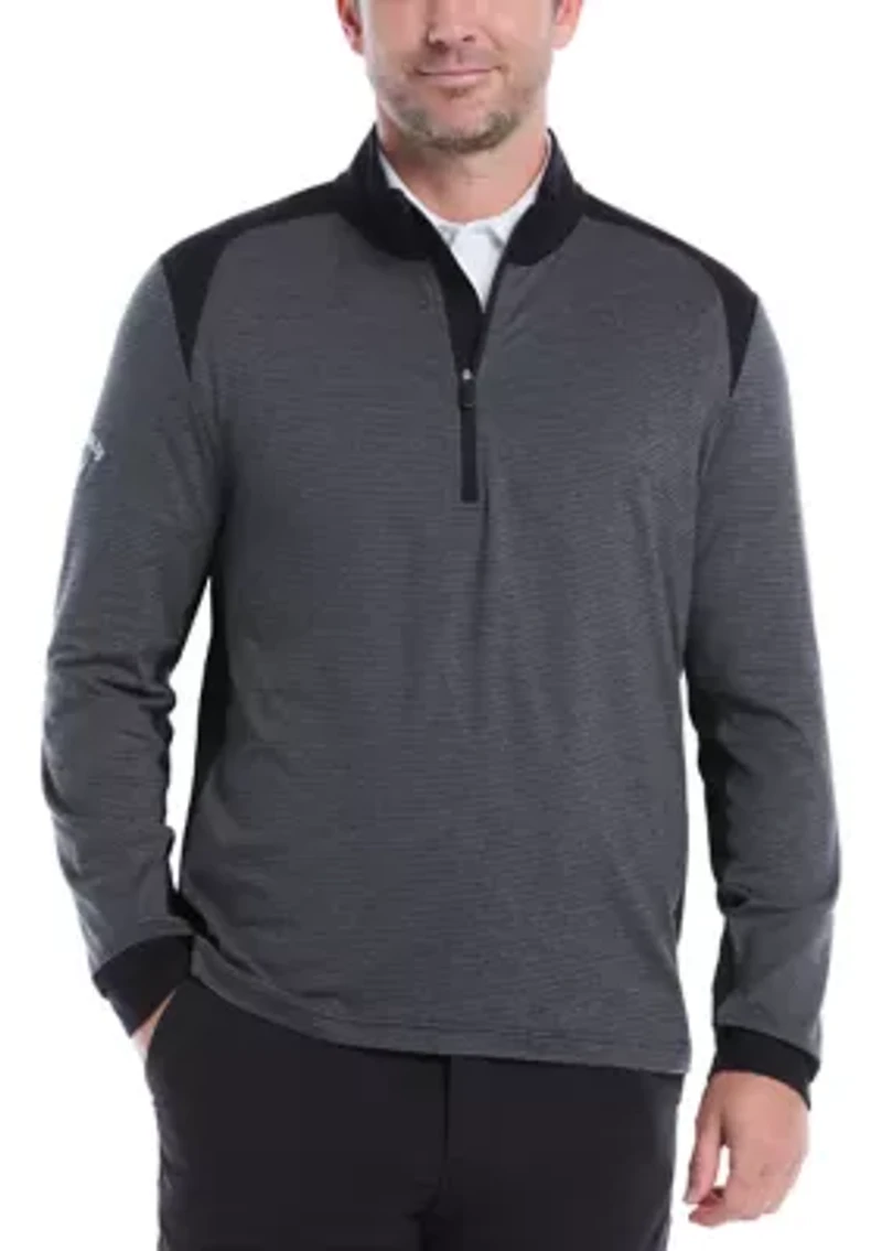 Long Sleeve Soft Touch Blocked 1/4 Zip Pullover