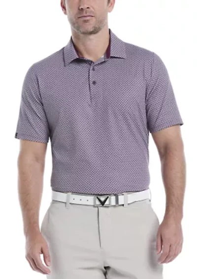 Men's Textured Chevron Print Polo Shirt