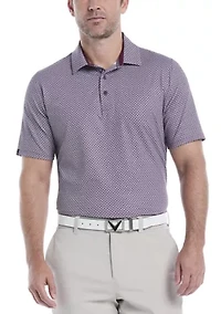 Men's Textured Chevron Print Polo Shirt