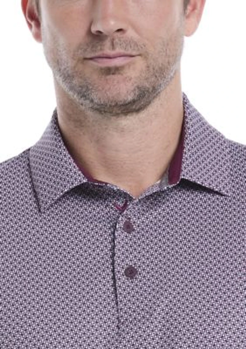 Men's Textured Chevron Print Polo Shirt