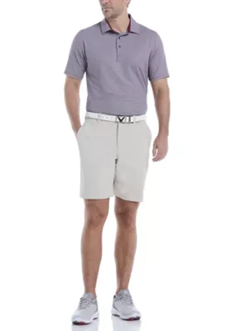 Men's Textured Chevron Print Polo Shirt