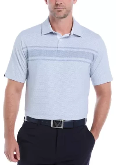 Triple Track Geo Print Polo Shirt