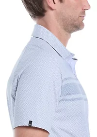 Triple Track Geo Print Polo Shirt