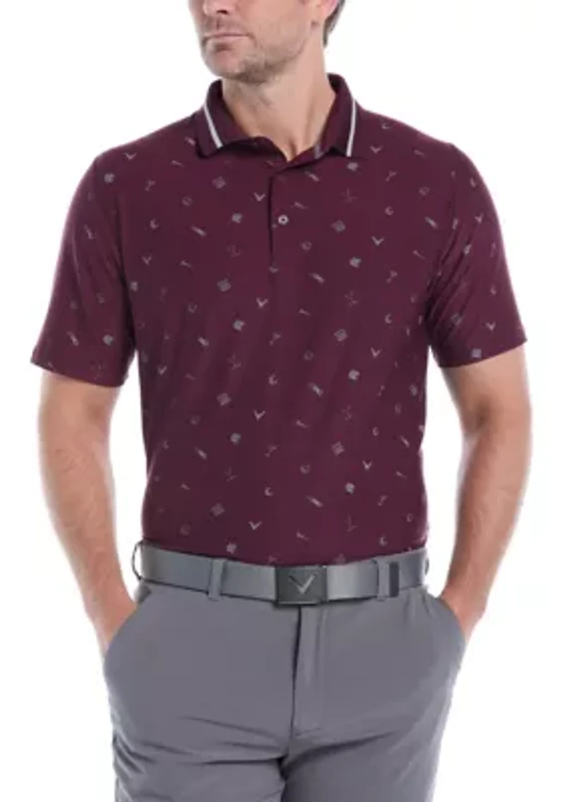 Big & Tall Short Sleeve Memento Print Polo Shirt