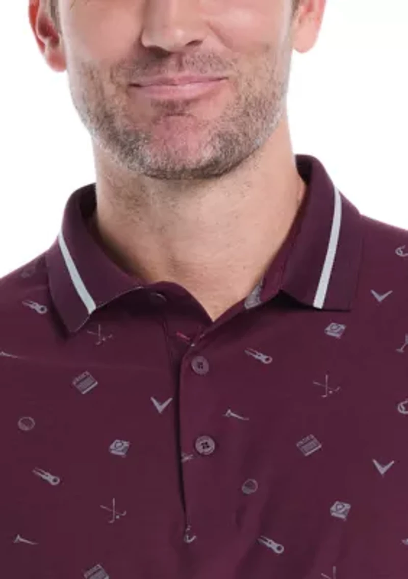 Big & Tall Short Sleeve Memento Print Polo Shirt