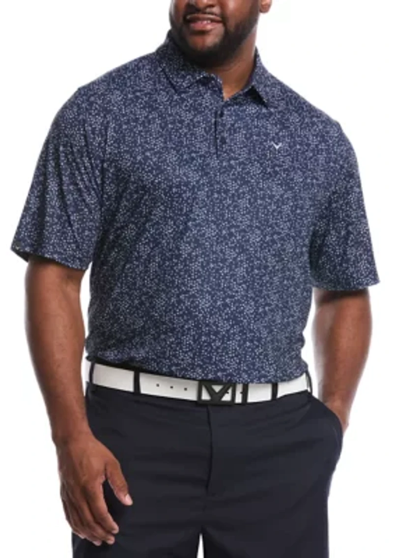 Big & Tall Short Sleeve Allover Chevron Print Polo Shirt