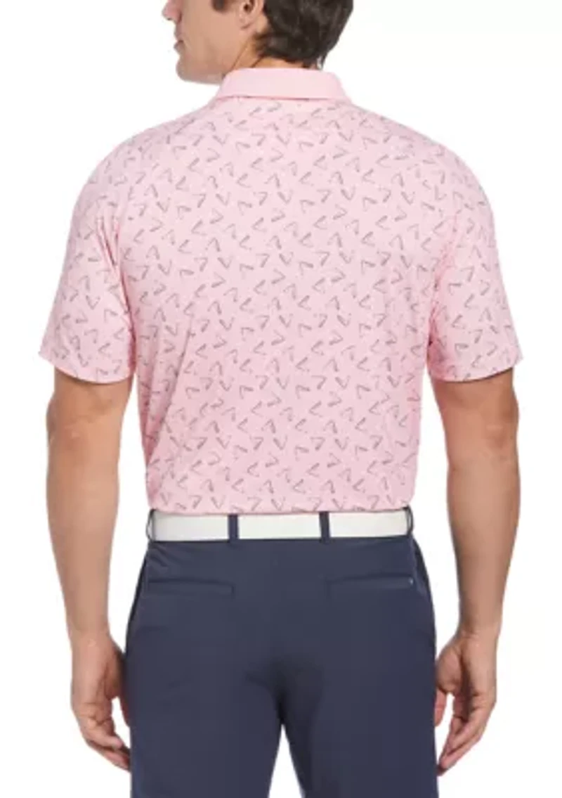 Men's Painted Chevron Print Golf Polo Shirt