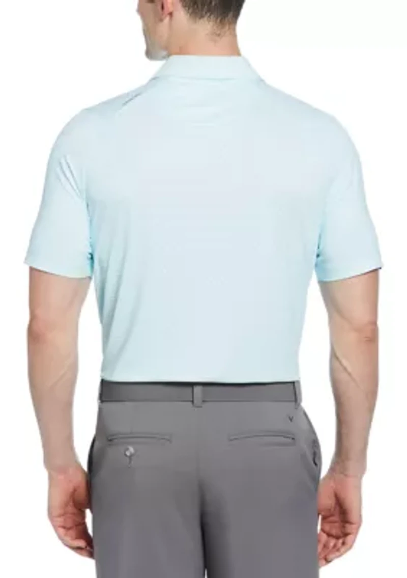 Men's Short Sleeve Allover Tee Time Print Polo Shirt