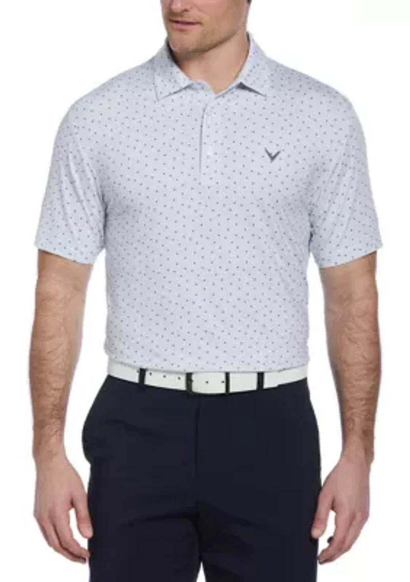 Men's Allover Chevron Print Short Sleeve Golf Polo Shirt