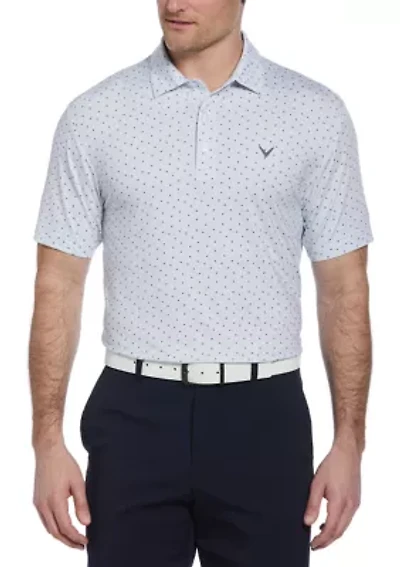 Men's Allover Chevron Print Short Sleeve Golf Polo Shirt