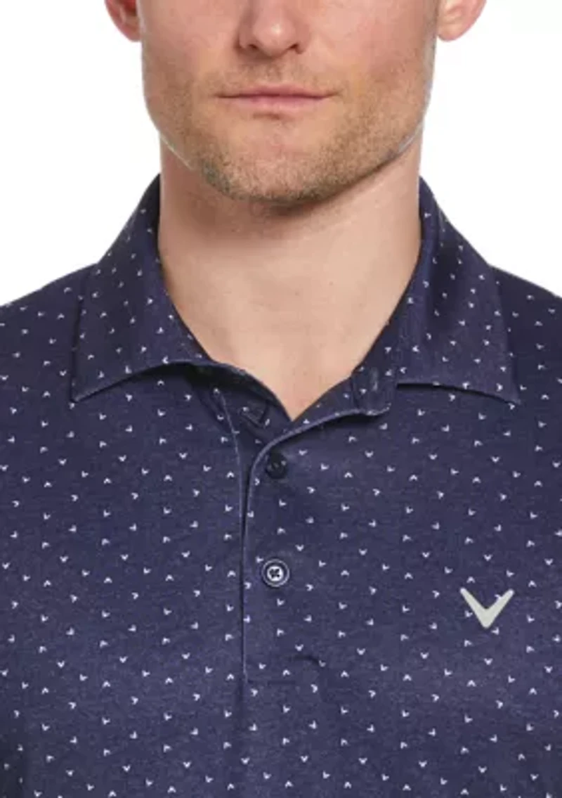 Men's Allover Chevron Print Short Sleeve Golf Polo Shirt