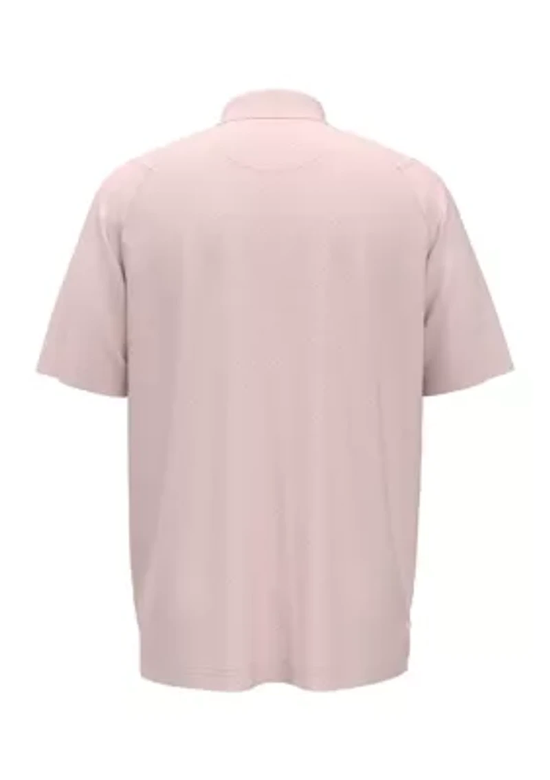 Men's Short Sleeve Allover Tee Time Print Polo Shirt
