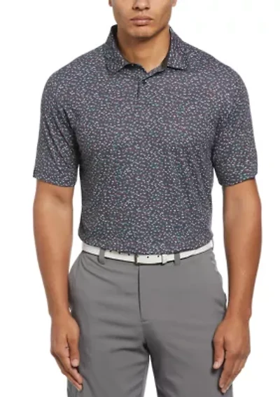 Big & Tall Short Sleeve Allover Chevron Confetti Print Polo Shirt