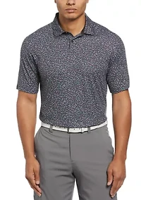 Big & Tall Short Sleeve Allover Chevron Confetti Print Polo Shirt