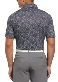 Big & Tall Short Sleeve Allover Chevron Confetti Print Polo Shirt