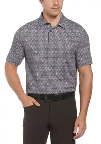 Big & Tall Short Sleeve Allover Scotch Print Polo Shirt