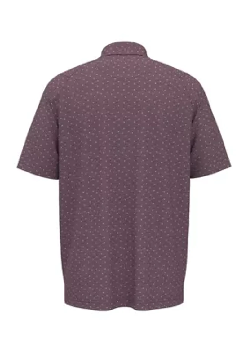 Big & Tall Short Sleeve Pro Spin Allover Chevron Print Polo Shirt