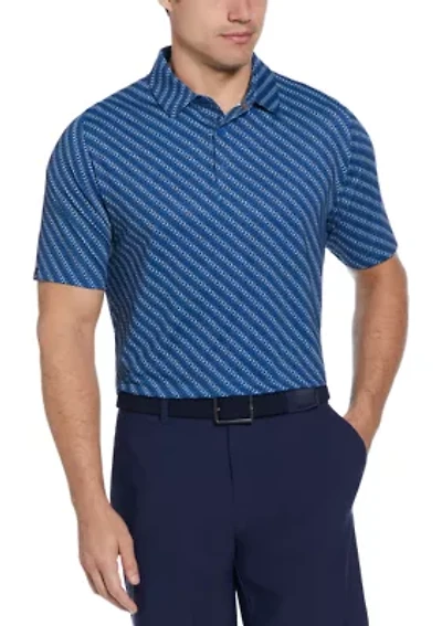 Men's Chevron Twill Print Short Sleeve Golf Polo Shirt