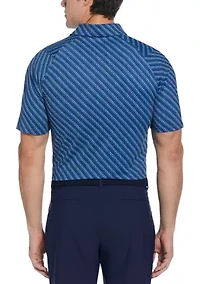 Men's Chevron Twill Print Short Sleeve Golf Polo Shirt