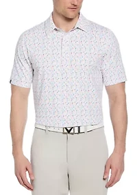 Men's Cocktail Print Short Sleeve Golf Polo Shirt