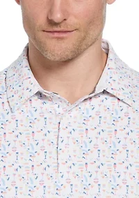 Men's Cocktail Print Short Sleeve Golf Polo Shirt