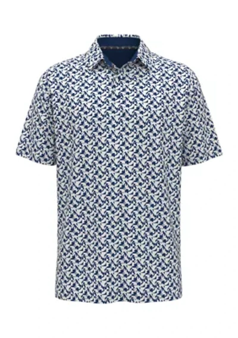 Men's Short Sleeve Layered Floral Polo Shirt