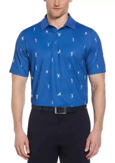 Men's Time Lapse Print Short Sleeve Golf Polo Shirt