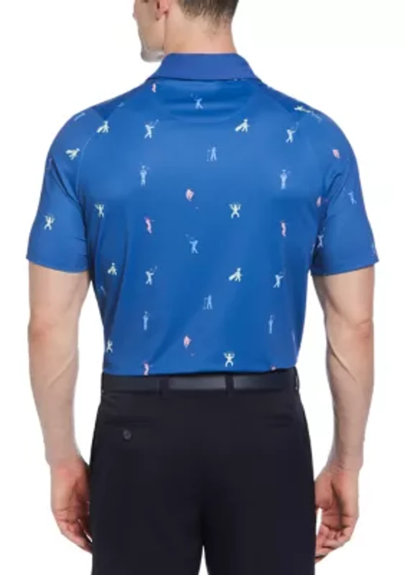 Men's Time Lapse Print Short Sleeve Golf Polo Shirt