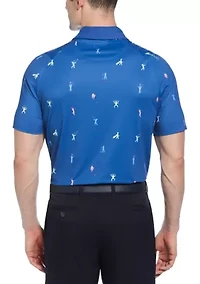 Men's Time Lapse Print Short Sleeve Golf Polo Shirt