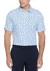 Men's Short Sleeve Crab Print Polo Shirt