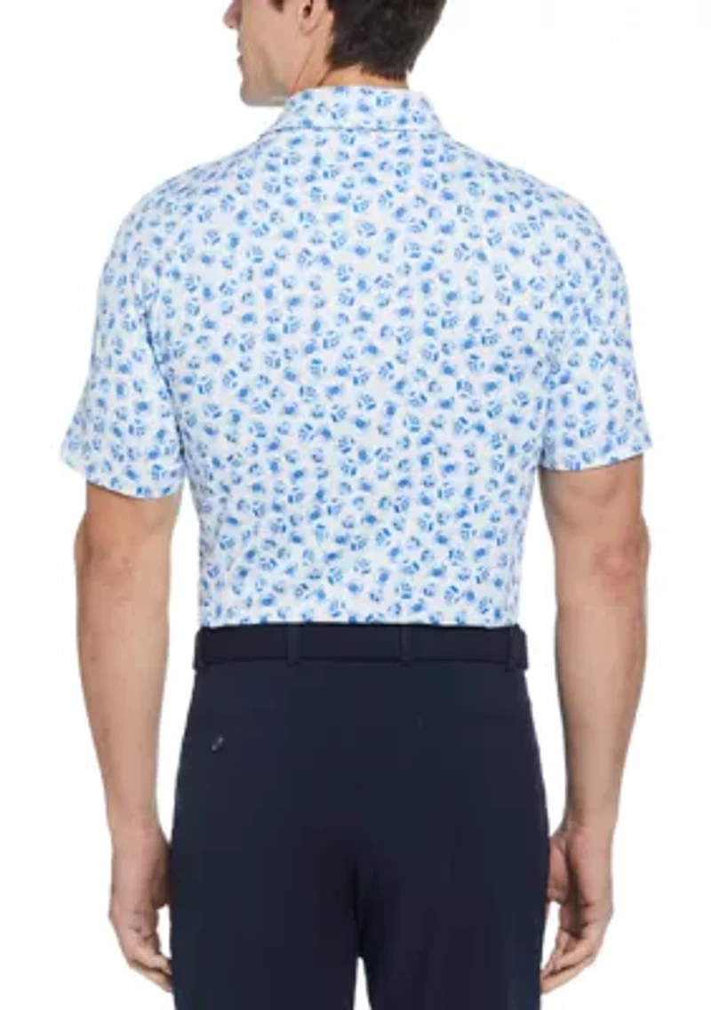 Men's Short Sleeve Crab Print Polo Shirt