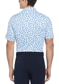 Men's Short Sleeve Crab Print Polo Shirt