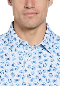 Men's Short Sleeve Crab Print Polo Shirt