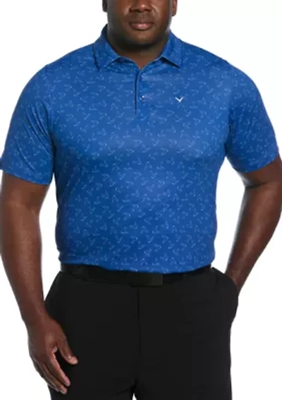 Big & Tall Allover Chevron Printed Short Sleeve Golf Polo Shirt