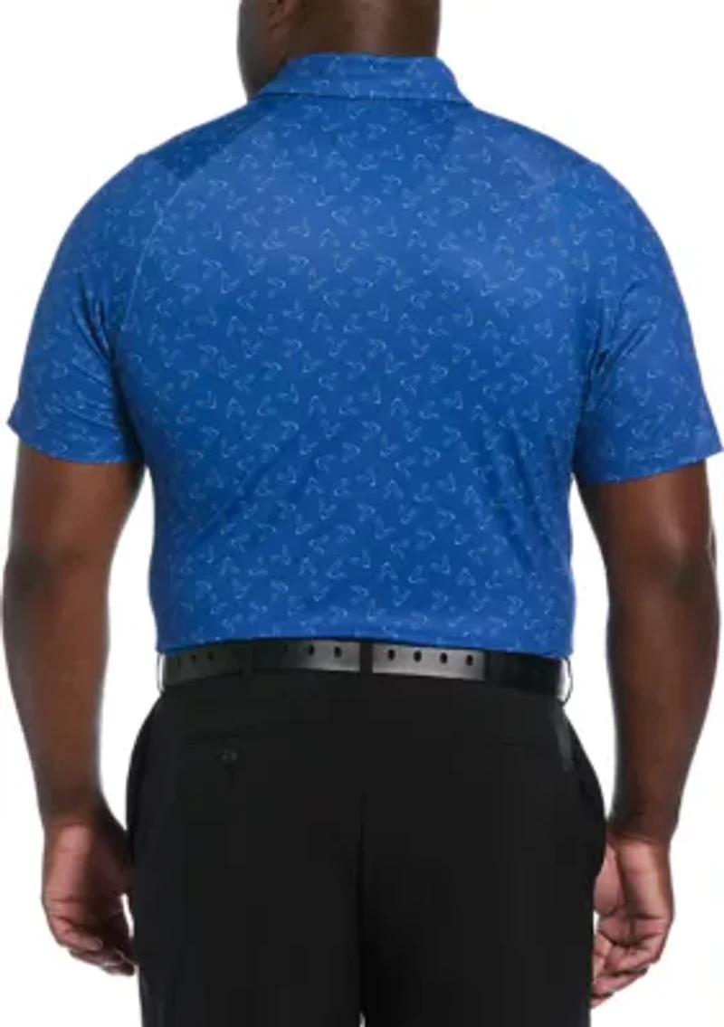 Big & Tall Allover Chevron Printed Short Sleeve Golf Polo Shirt