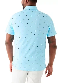 Big & Tall Allover Birdie Print Short Sleeve Golf Polo Shirt