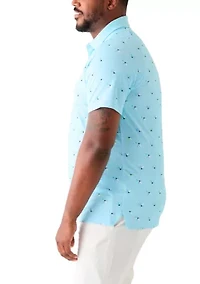Big & Tall Allover Birdie Print Short Sleeve Golf Polo Shirt