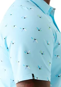 Big & Tall Allover Birdie Print Short Sleeve Golf Polo Shirt