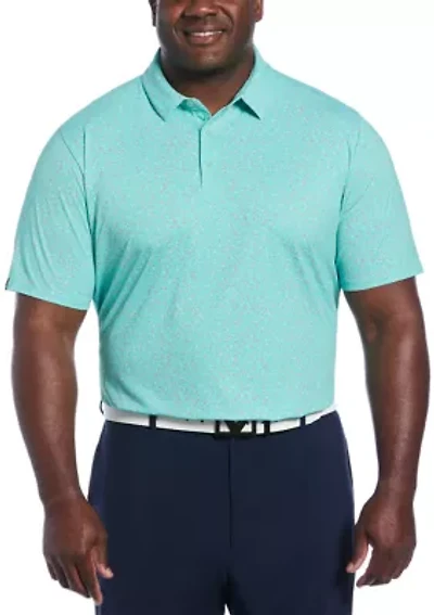 Big & Tall Micro Floral Print Short Sleeve Golf Polo Shirt