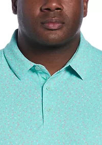 Big & Tall Micro Floral Print Short Sleeve Golf Polo Shirt