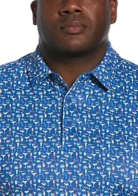 Big & Tall Cocktail Print Short Sleeve Golf Polo Shirt