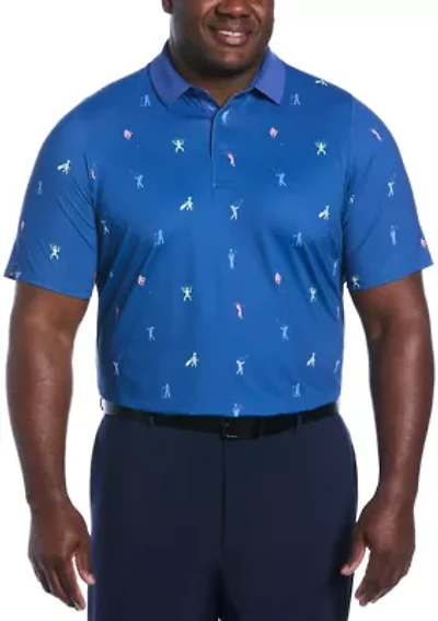 Big & Tall Time Lapse Print Short Sleeve Golf Polo Shirt